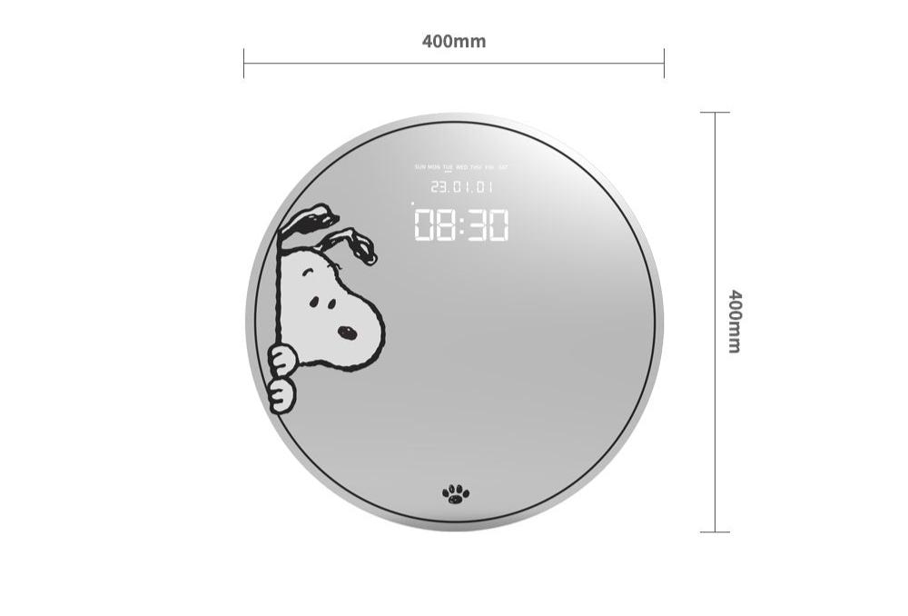 Snoopy LED靜音背光室內鏡面壁掛掛鐘 | 7-14個工作天到貨